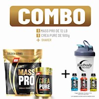 COMBO LEVEL PRO - MASS PRO 12 LIBRAS VAINILLA CREMÉ + CREA PURE 500 GR. + SHAKER